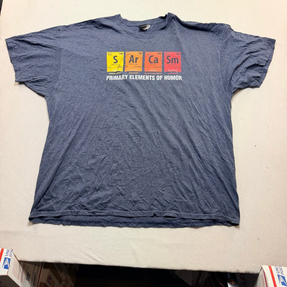 Fifth Sun Graphic Tee Mens 3XL Blue Excellent Sarcasm Periodic Table Humor Shirt